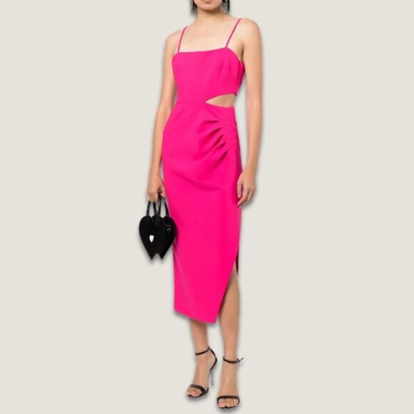 Likely Zeldana Cut-out Dress Midi-Length Barbiecore Style Fuchsia Pink Size 00 - Picture 1 of 16